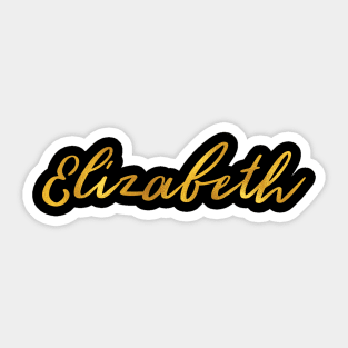 Elizabeth Name Hand Lettering in Faux Gold Letters Sticker